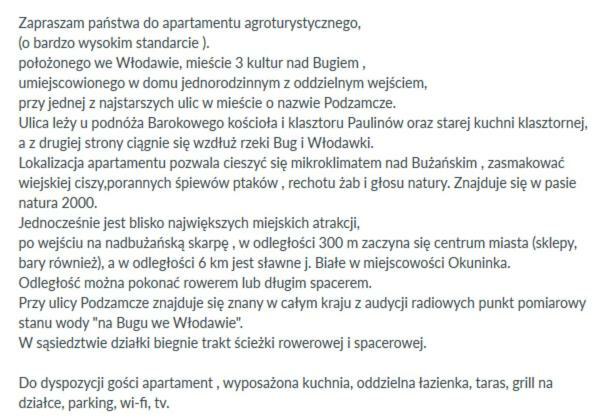 Apartament Monika Podzamcze 10 Wlodawa Ngoại thất bức ảnh